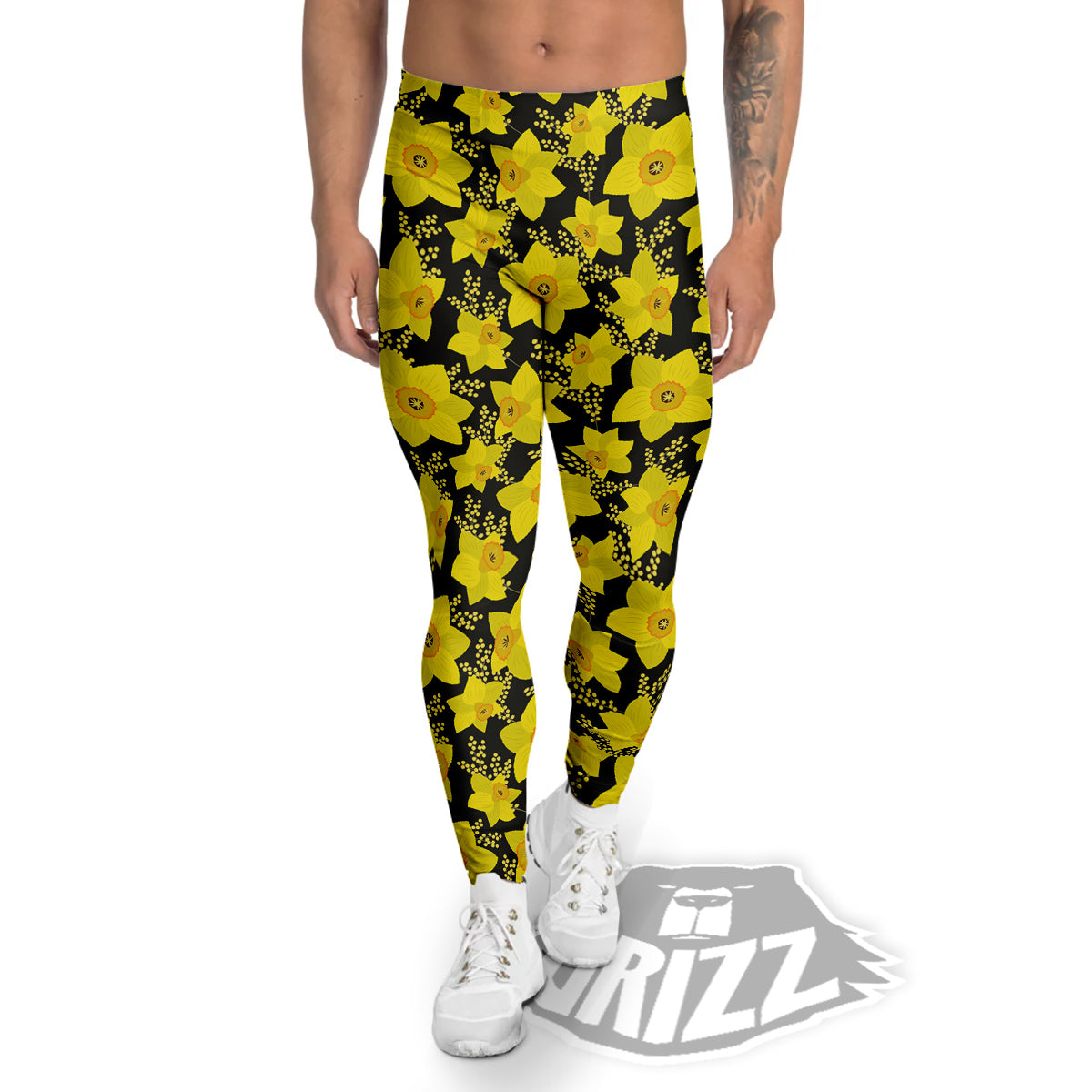 Mimosa And Daffodil Print Pattern Men's Leggings-grizzshop