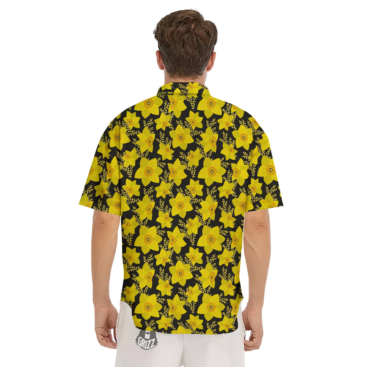 Mimosa And Daffodil Print Pattern Men's Short Sleeve Shirts-grizzshop