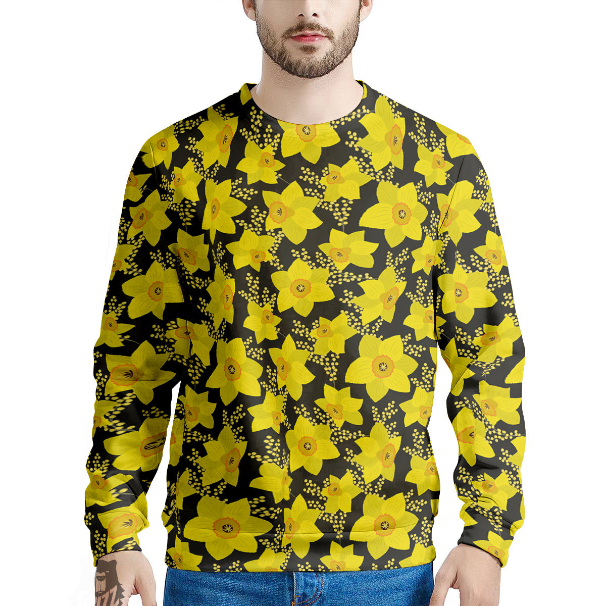 Mimosa And Daffodil Print Pattern Men's Sweatshirt-grizzshop