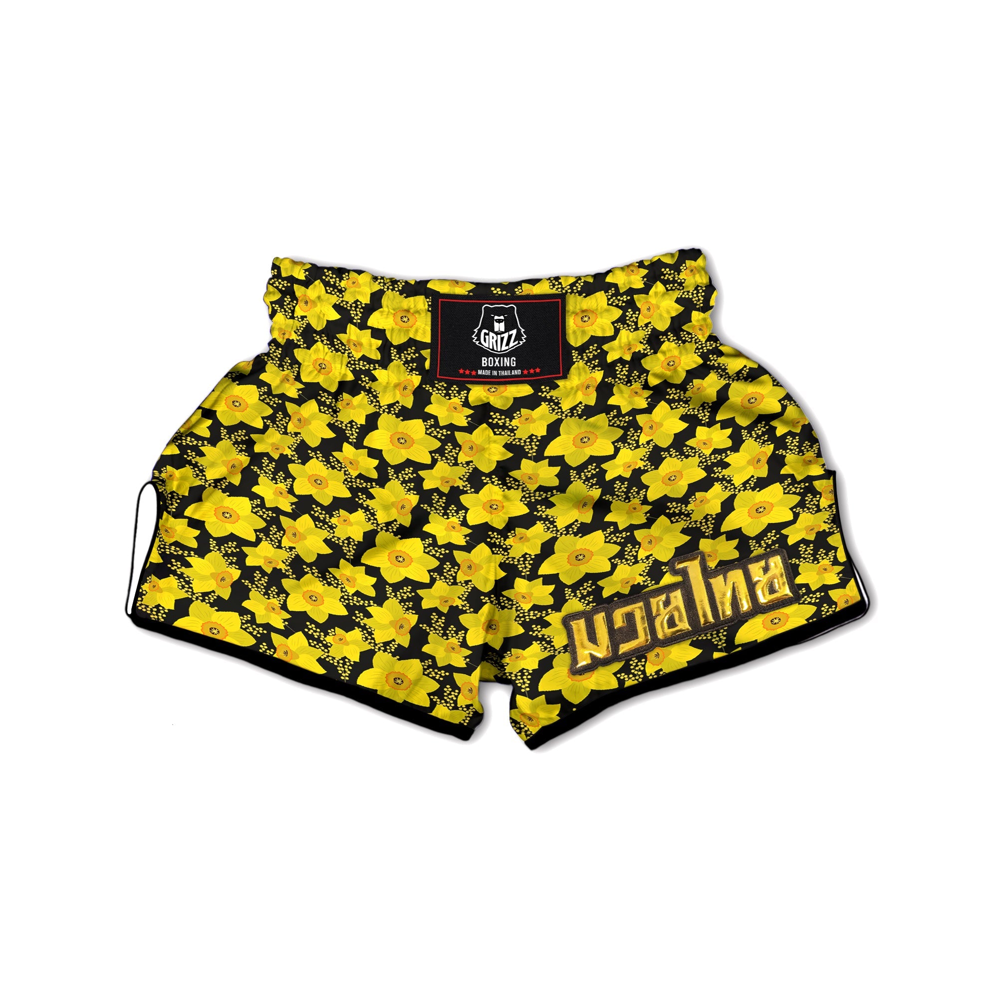 Mimosa And Daffodil Print Pattern Muay Thai Boxing Shorts-grizzshop