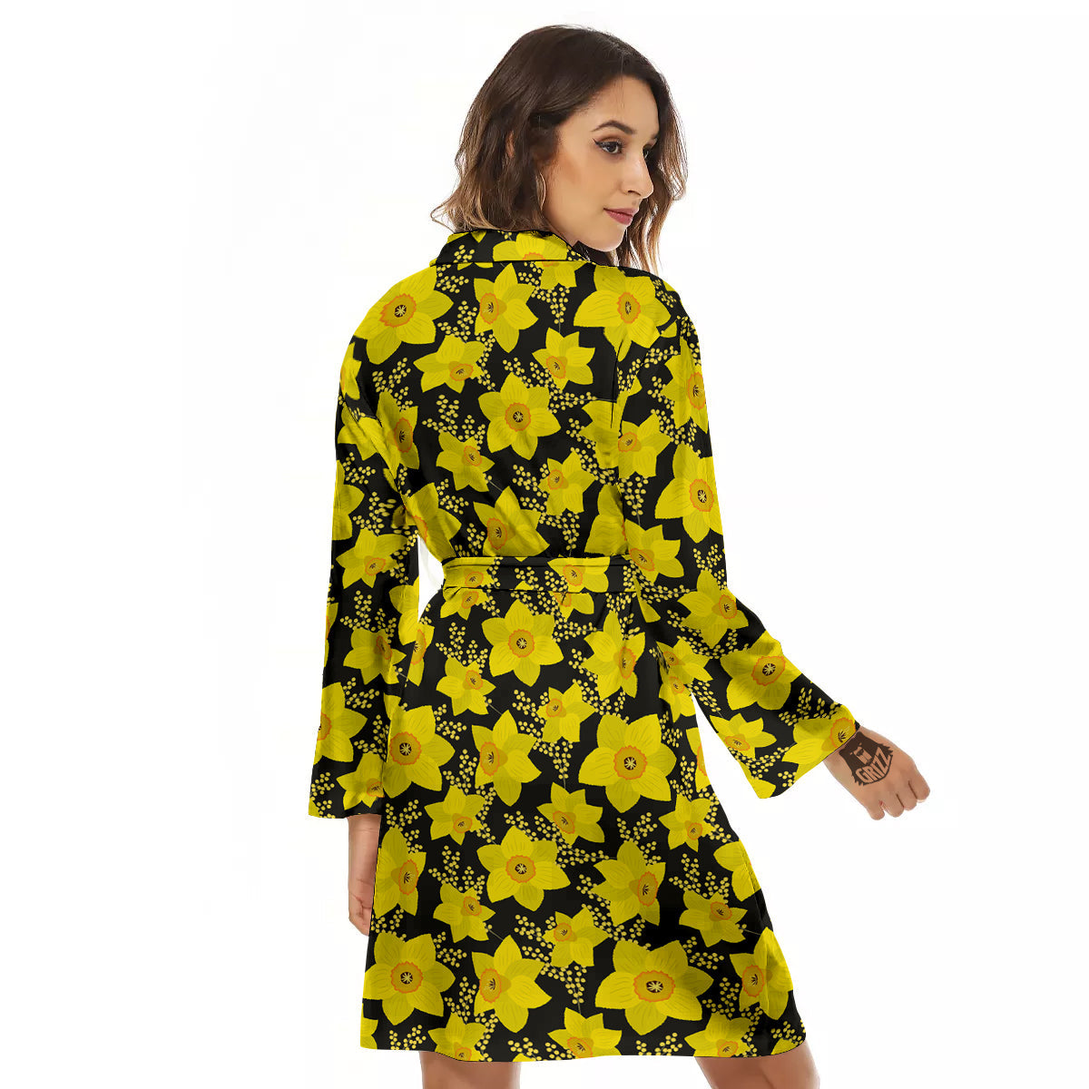 Mimosa And Daffodil Print Pattern Women's Robe-grizzshop