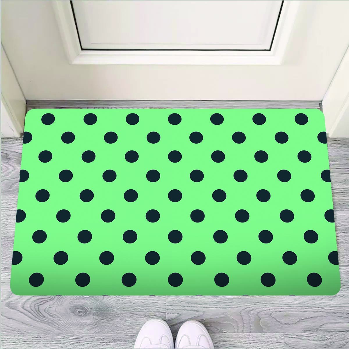 Mint And Green Polka Dot Door Mat-grizzshop