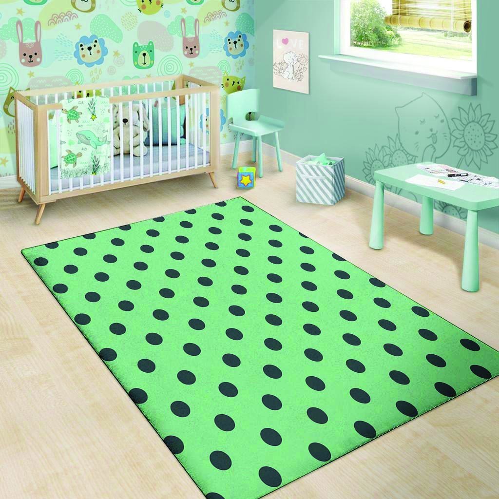 Mint And Green Polka Dot Floor Mat-grizzshop