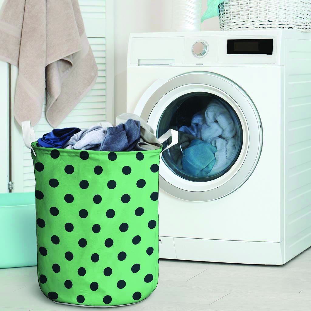 Mint And Green Polka Dot Laundry Basket-grizzshop