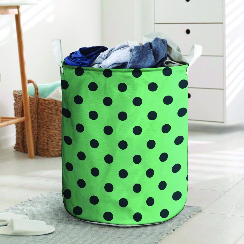 Mint And Green Polka Dot Laundry Basket-grizzshop