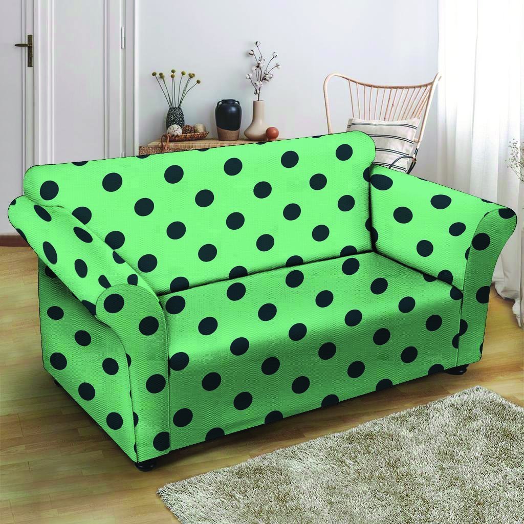 Mint And Green Polka Dot Loveseat Cover-grizzshop