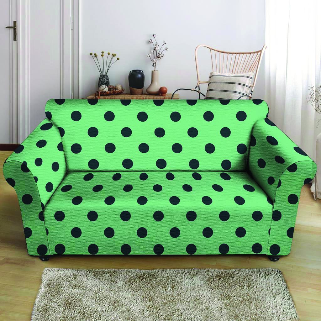 Mint And Green Polka Dot Loveseat Cover-grizzshop