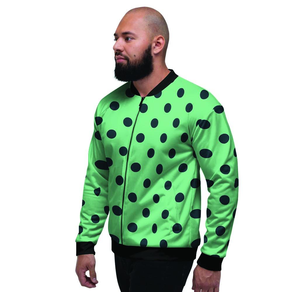 Mint And Green Polka Dot Men's Bomber Jacket-grizzshop