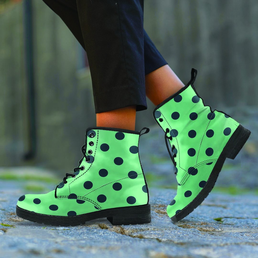 Mint And Green Polka Dot Men's Boots-grizzshop