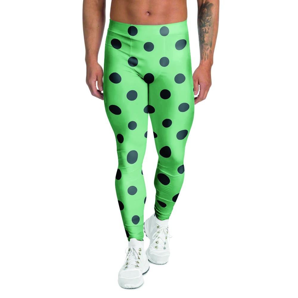 Mint And Green Polka Dot Men's Leggings-grizzshop