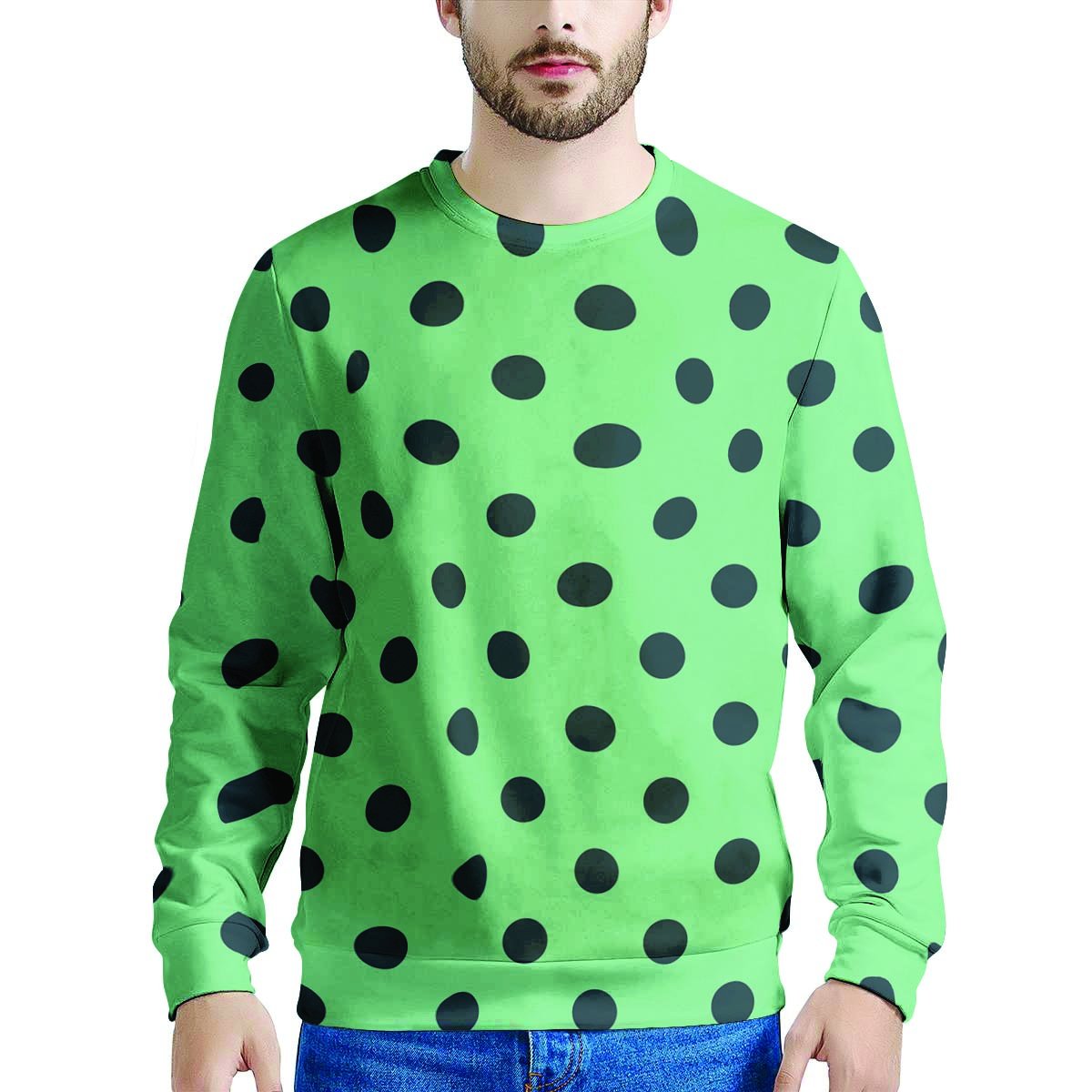 Mint And Green Polka Dot Men's Sweatshirt-grizzshop