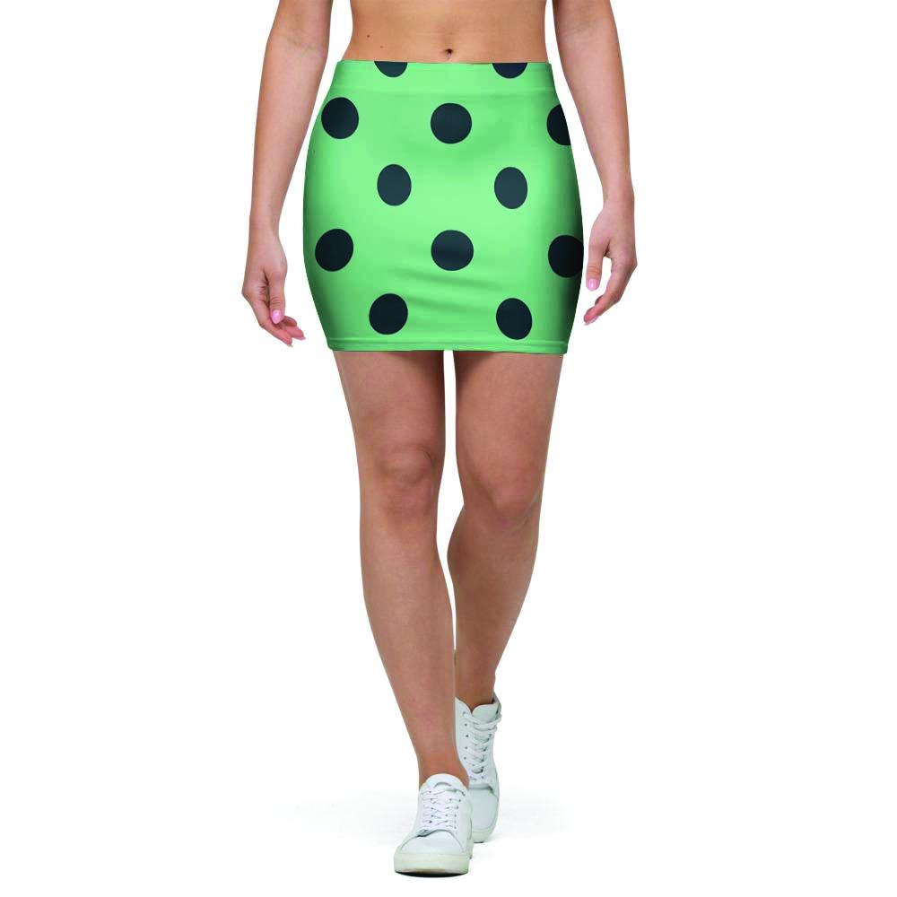 Mint And Green Polka Dot Mini Skirt-grizzshop