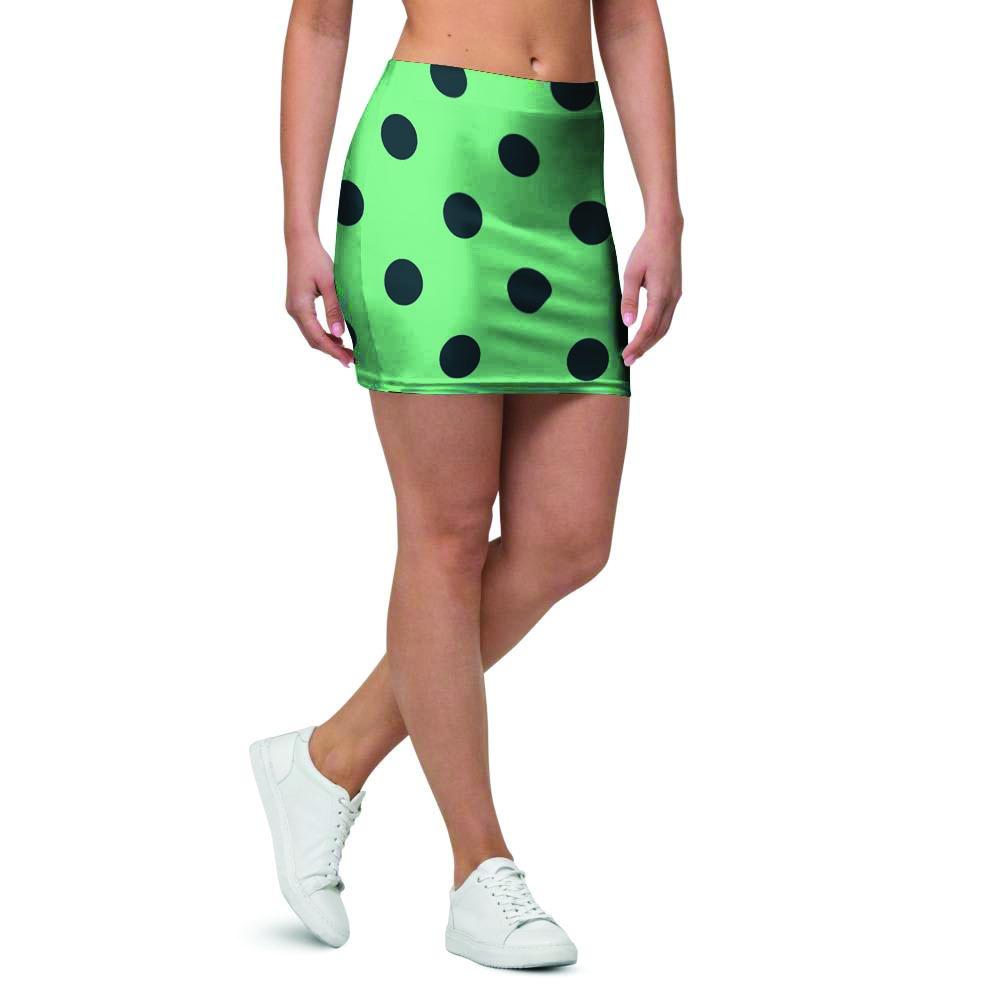 Mint And Green Polka Dot Mini Skirt-grizzshop