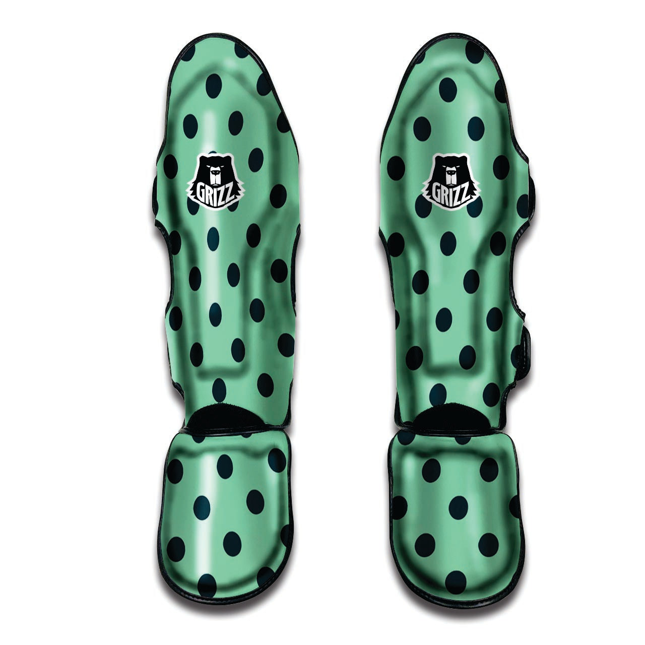 Mint And Green Polka Dot Muay Thai Shin Guard-grizzshop