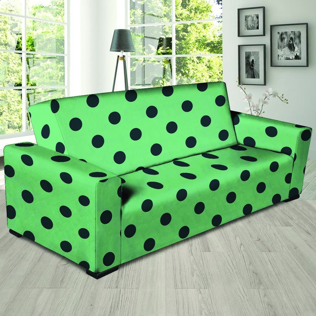 Mint And Green Polka Dot Sofa Cover-grizzshop