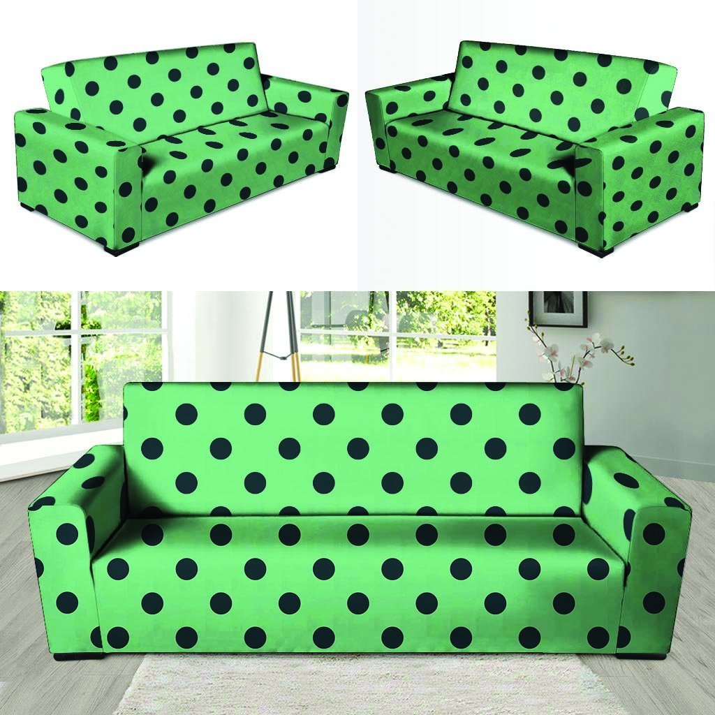 Mint And Green Polka Dot Sofa Cover-grizzshop