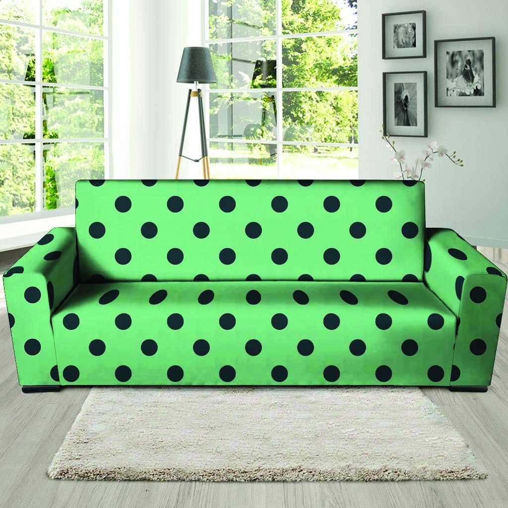 Mint And Green Polka Dot Sofa Cover-grizzshop