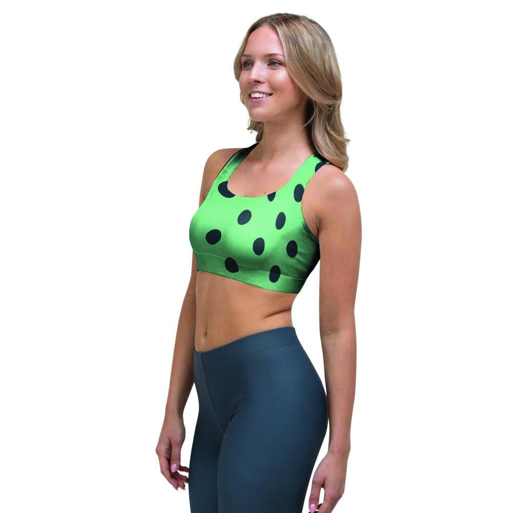 Mint And Green Polka Dot Sports Bra-grizzshop