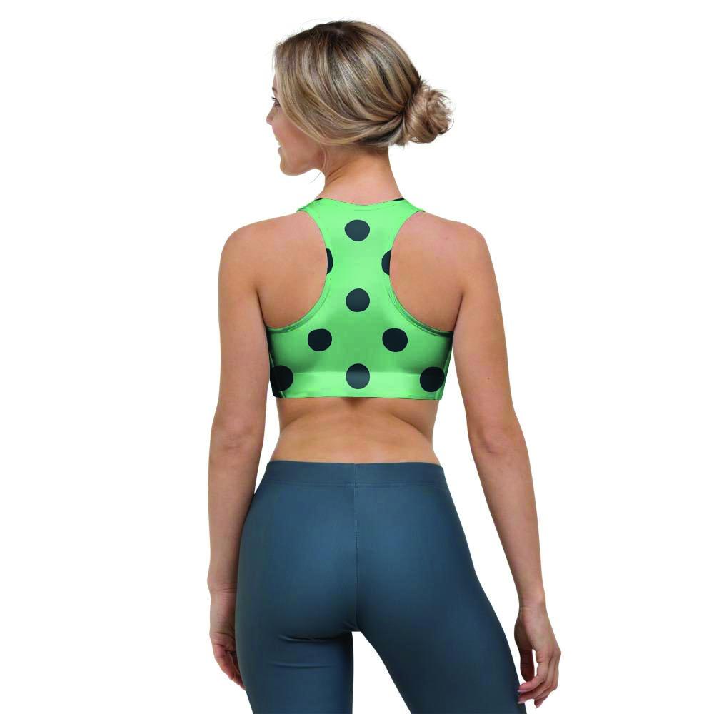 Mint And Green Polka Dot Sports Bra-grizzshop