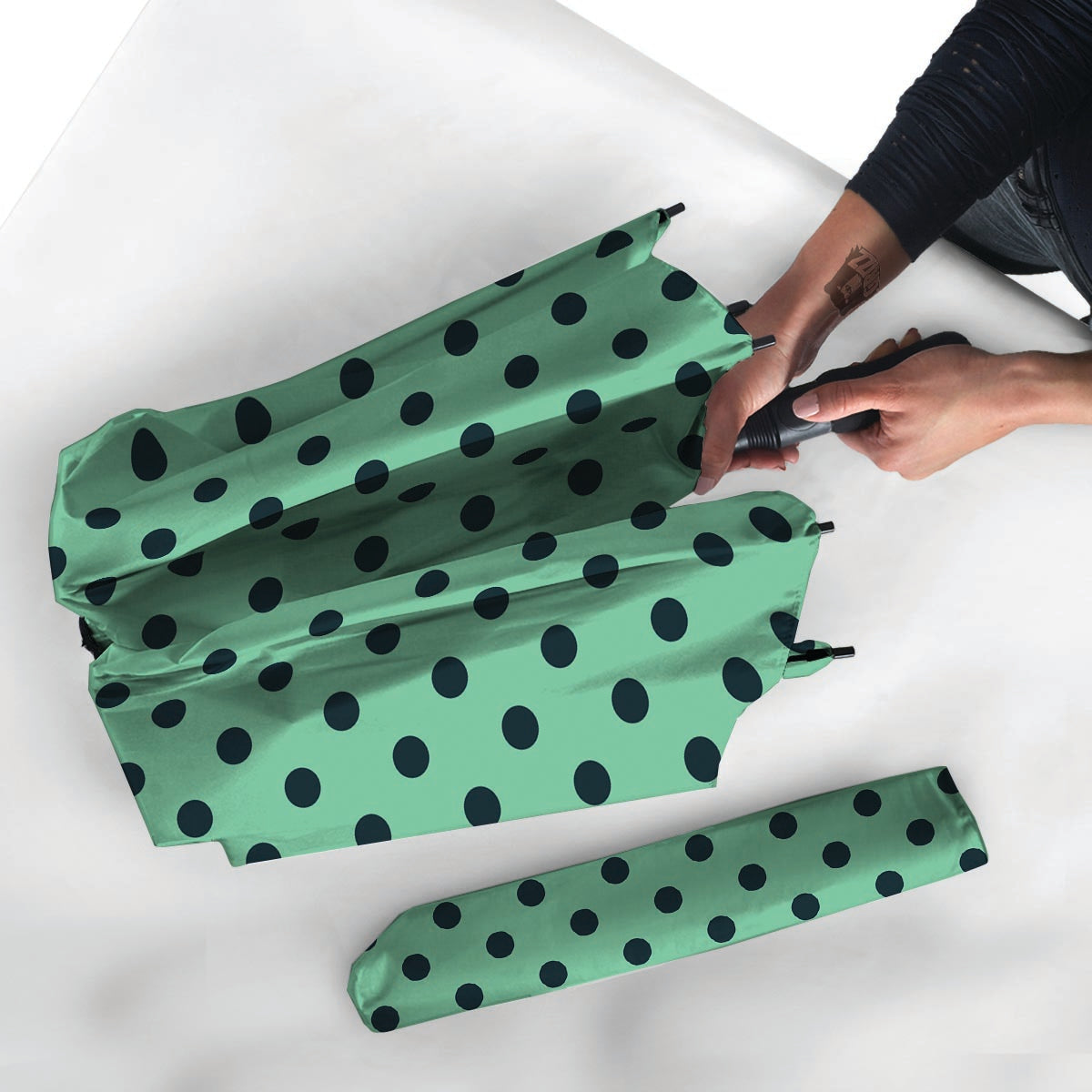 Mint And Green Polka Dot Umbrella-grizzshop