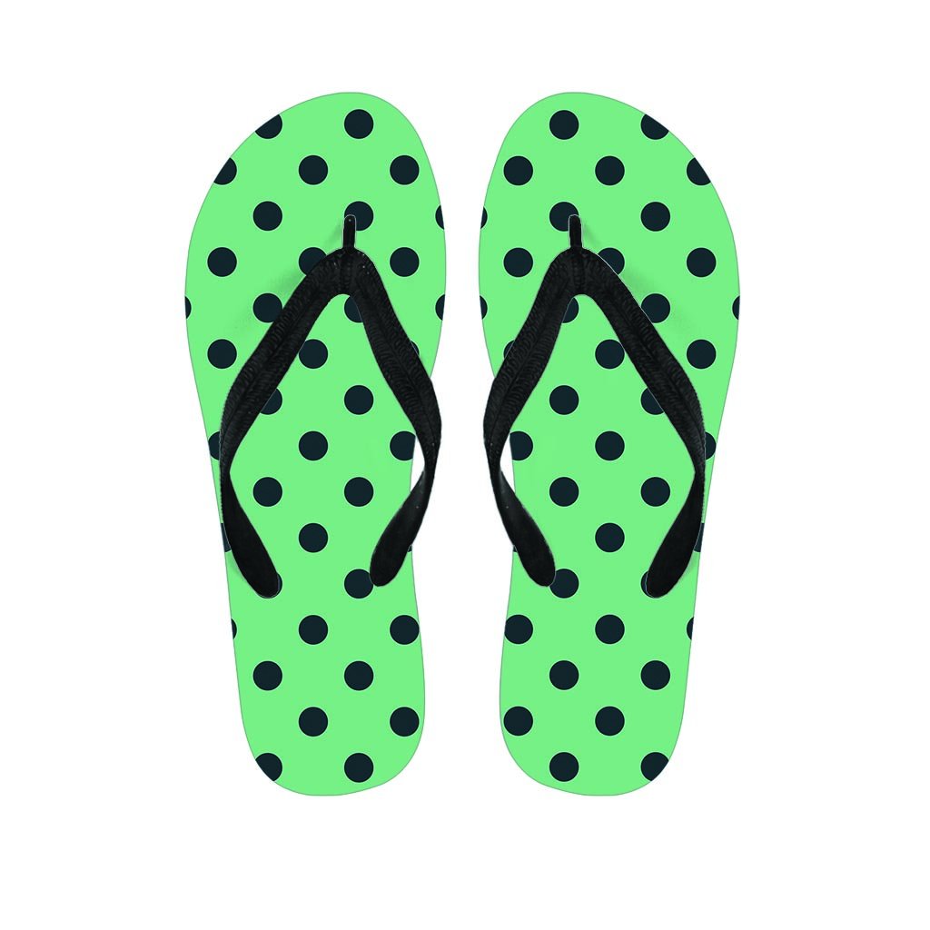 Mint And Green Polka Dot Women's Flip Flops-grizzshop