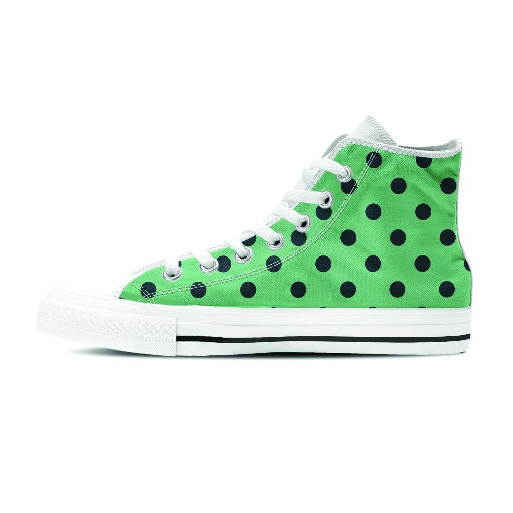 Mint And Green Polka Dot Women's High Top Shoes-grizzshop