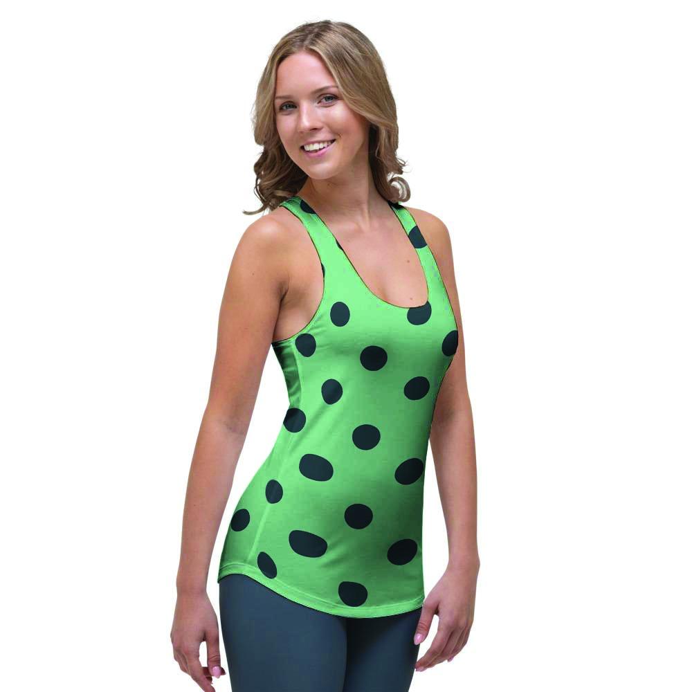 Mint And Green Polka Dot Women's Racerback Tank Top-grizzshop