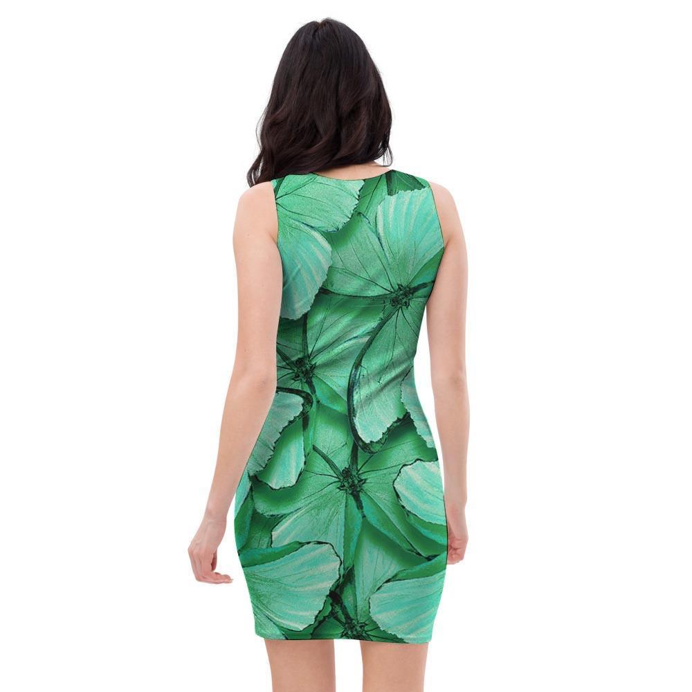 Mint Green Butterfly Print Bodycon Dress-grizzshop