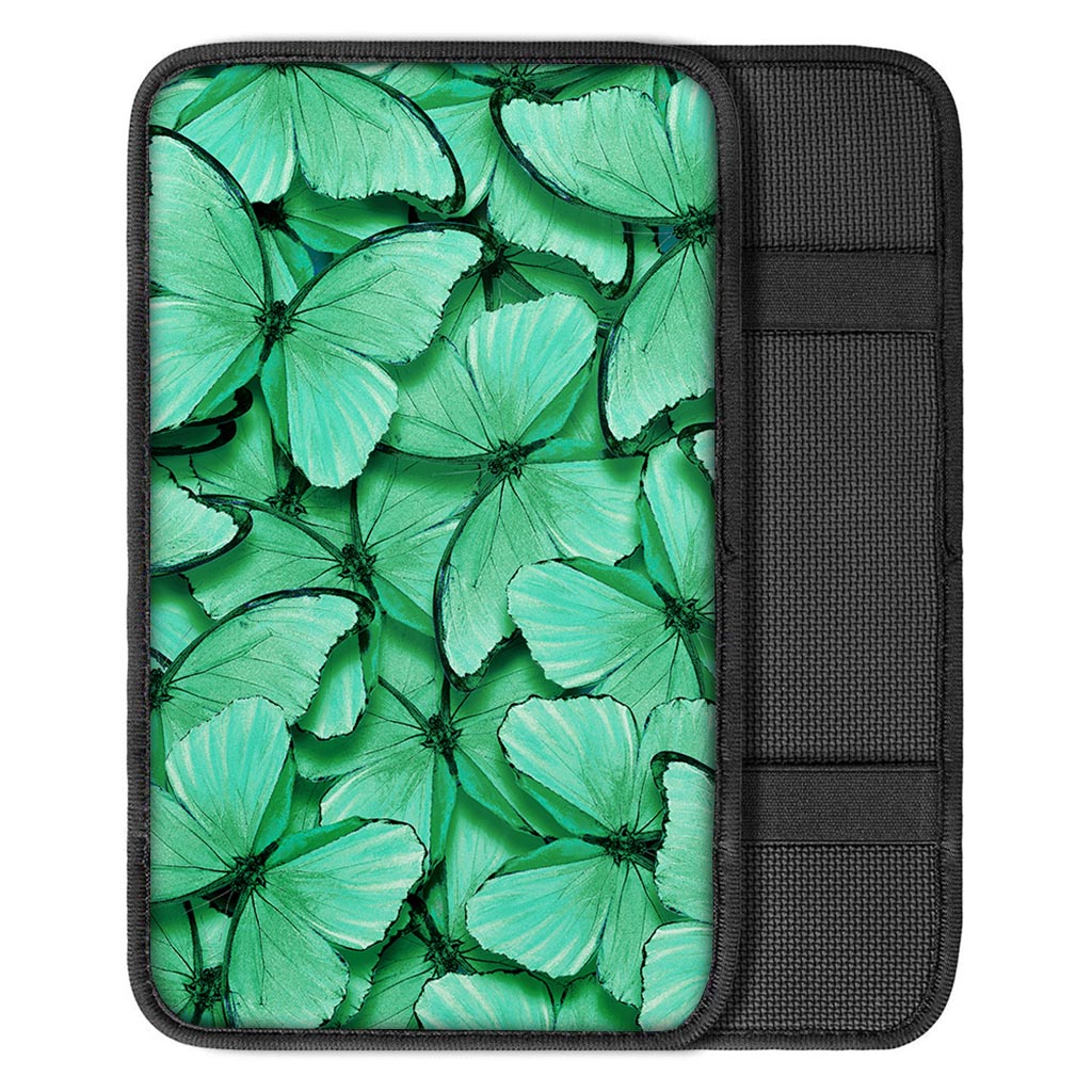 Mint Green Butterfly Print Car Console Cover-grizzshop