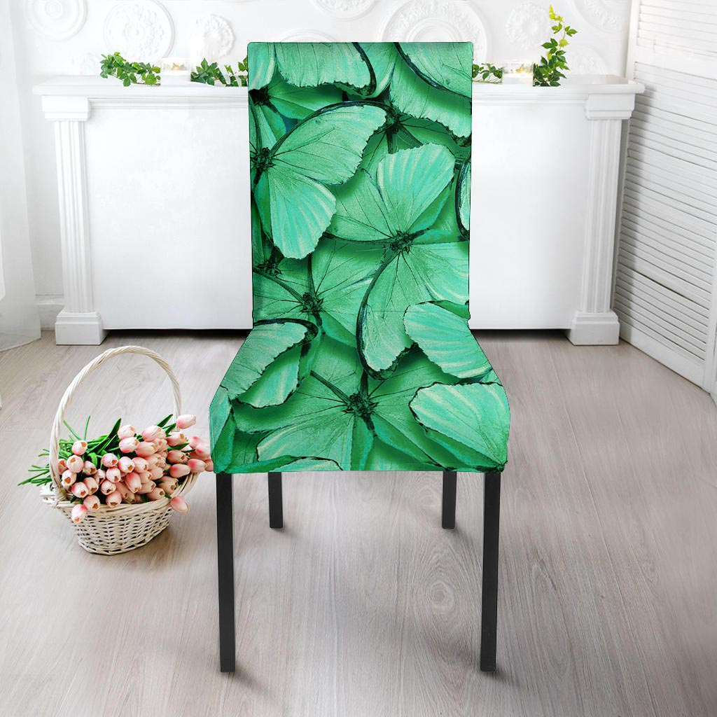 Mint Green Butterfly Print Chair Cover-grizzshop
