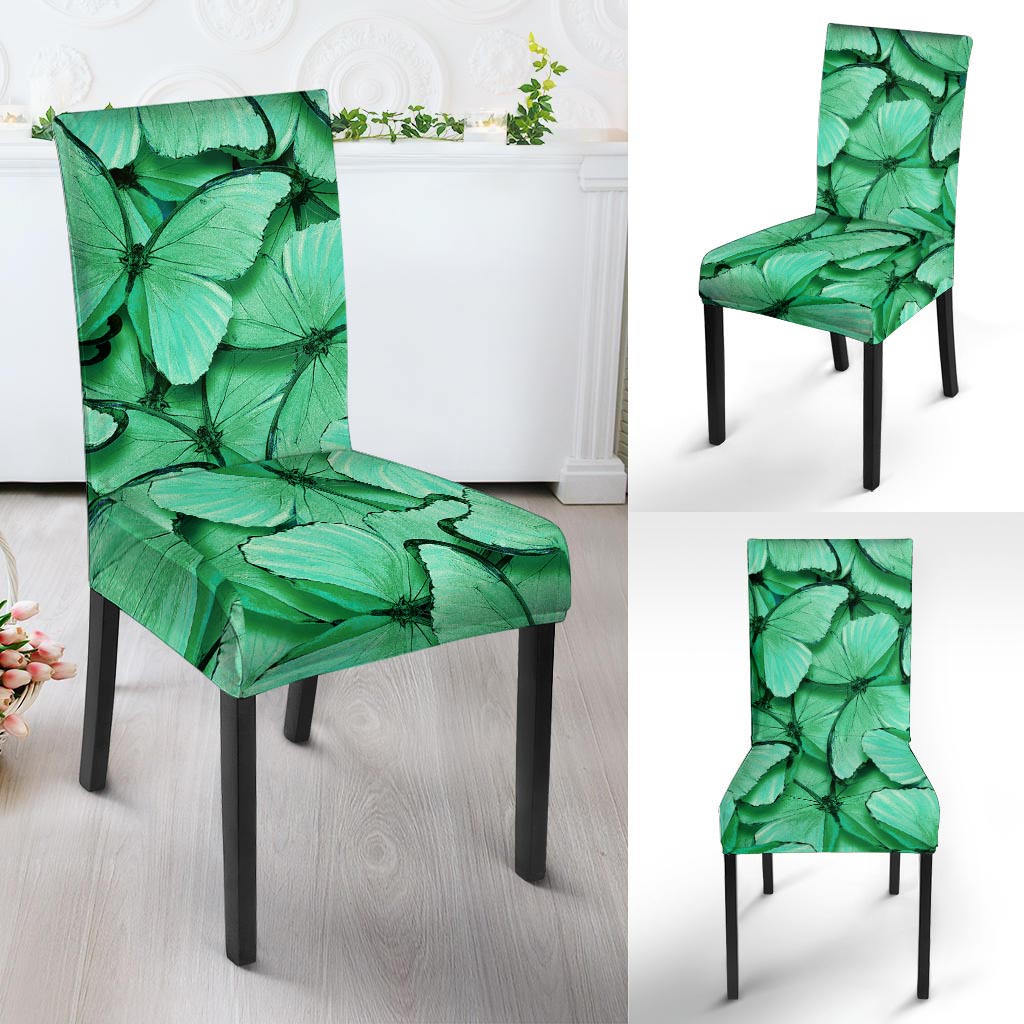 Mint Green Butterfly Print Chair Cover-grizzshop