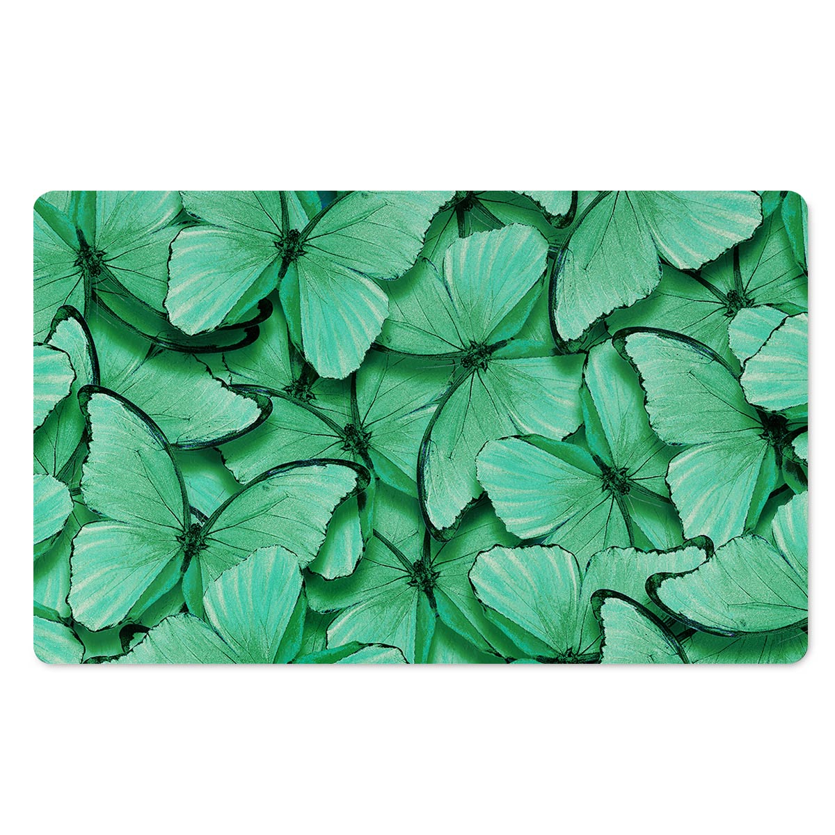 Mint Green Butterfly Print Door Mat-grizzshop