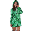 Mint Green Butterfly Print Hoodie Dress-grizzshop