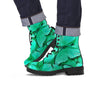 Mint Green Butterfly Print Men's Boots-grizzshop