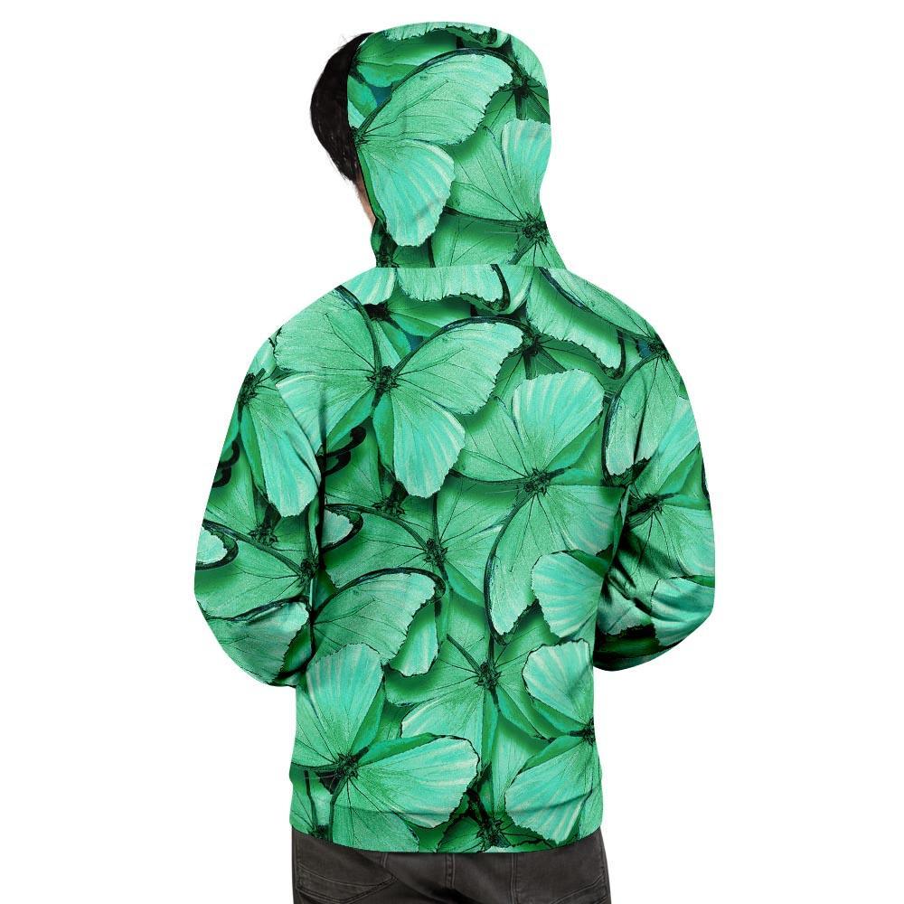 Mint Green Butterfly Print Men's Hoodie-grizzshop