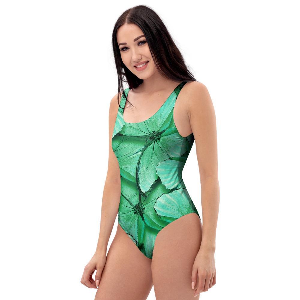 Mint Green Butterfly Print One Piece Swimsuite-grizzshop