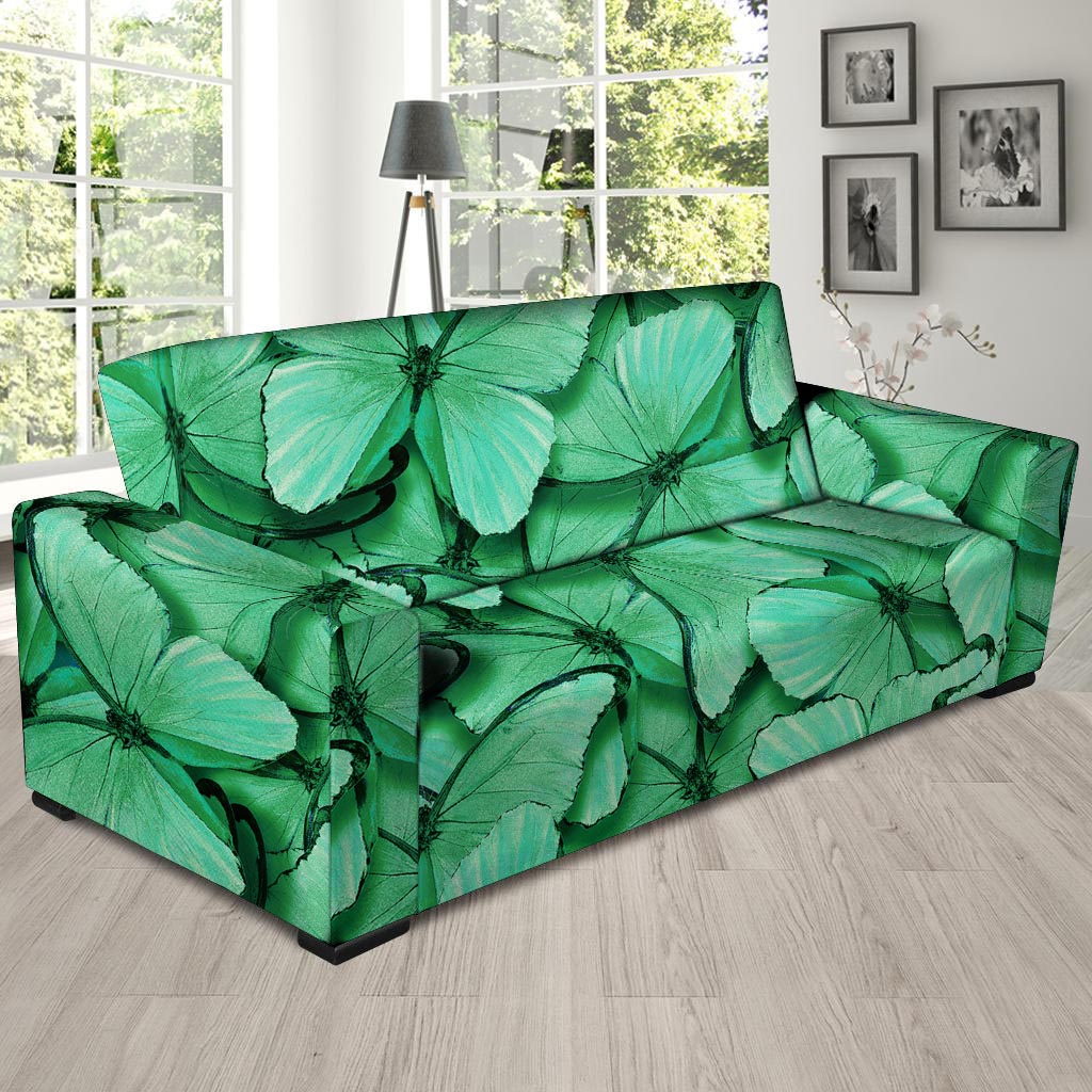 Mint Green Butterfly Print Sofa Cover-grizzshop