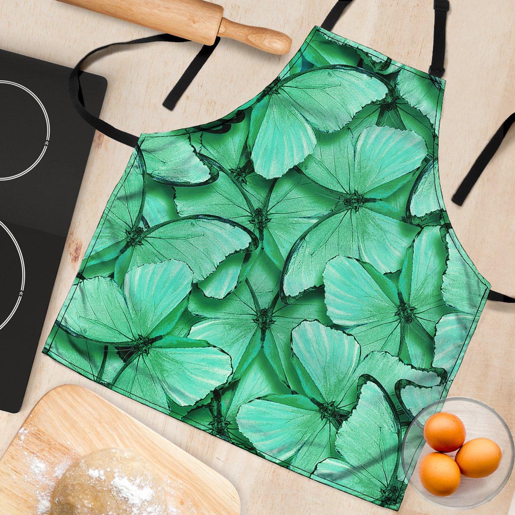 Mint Green Butterfly Print Women's Apron-grizzshop