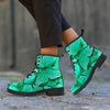 Mint Green Butterfly Print Women's Boots-grizzshop