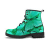 Mint Green Butterfly Print Women's Boots-grizzshop