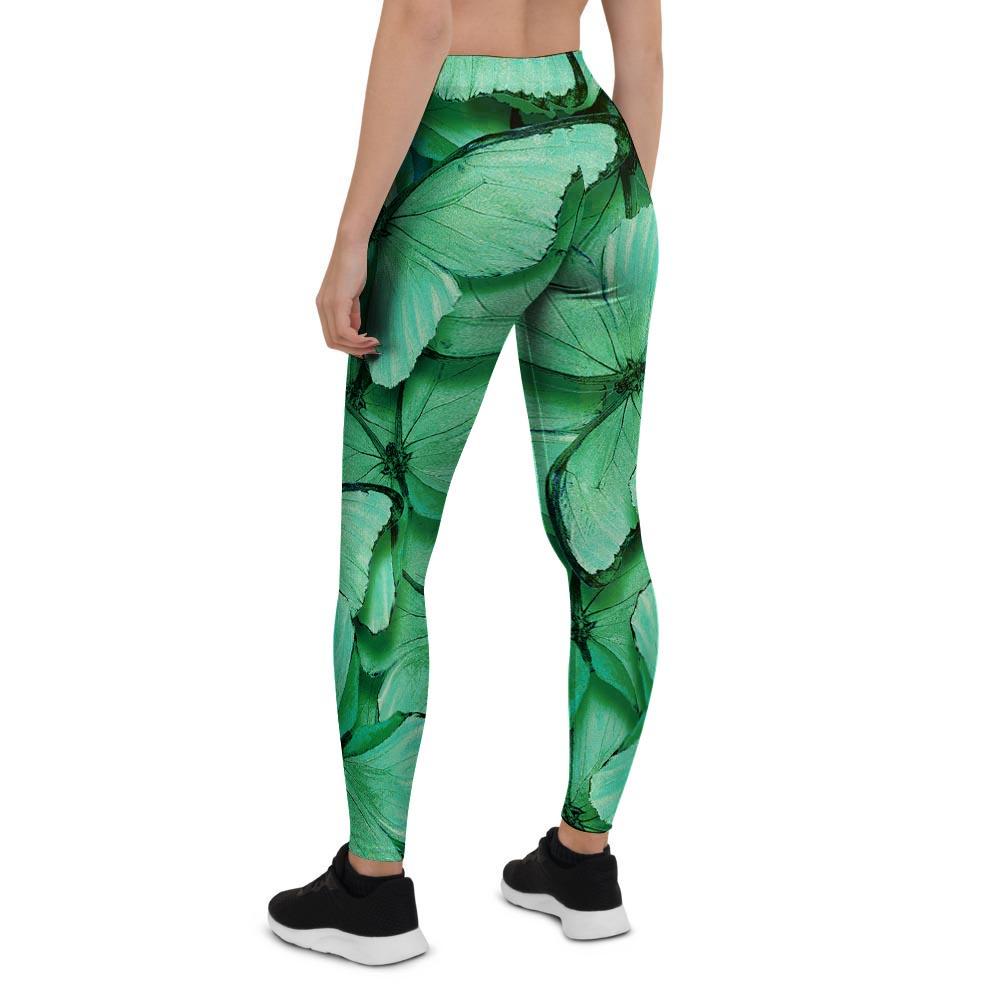 Mint Green Butterfly Print Women's Leggings-grizzshop