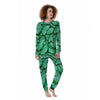 Mint Green Butterfly Print Women's Pajamas-grizzshop