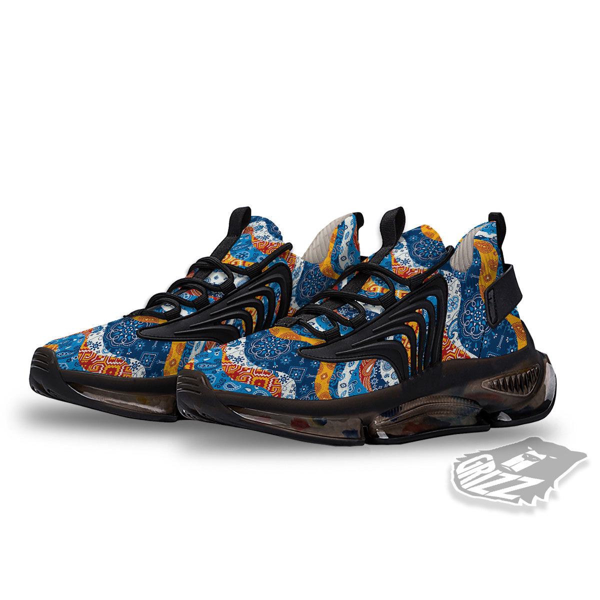 Mix Bandanna Kerchief Print Pattern Black Gym Shoes-grizzshop