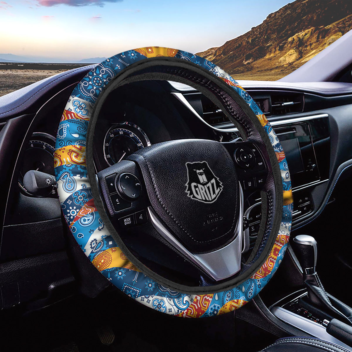 Mix Bandanna Kerchief Print Pattern Car Steering Wheel Cover-grizzshop