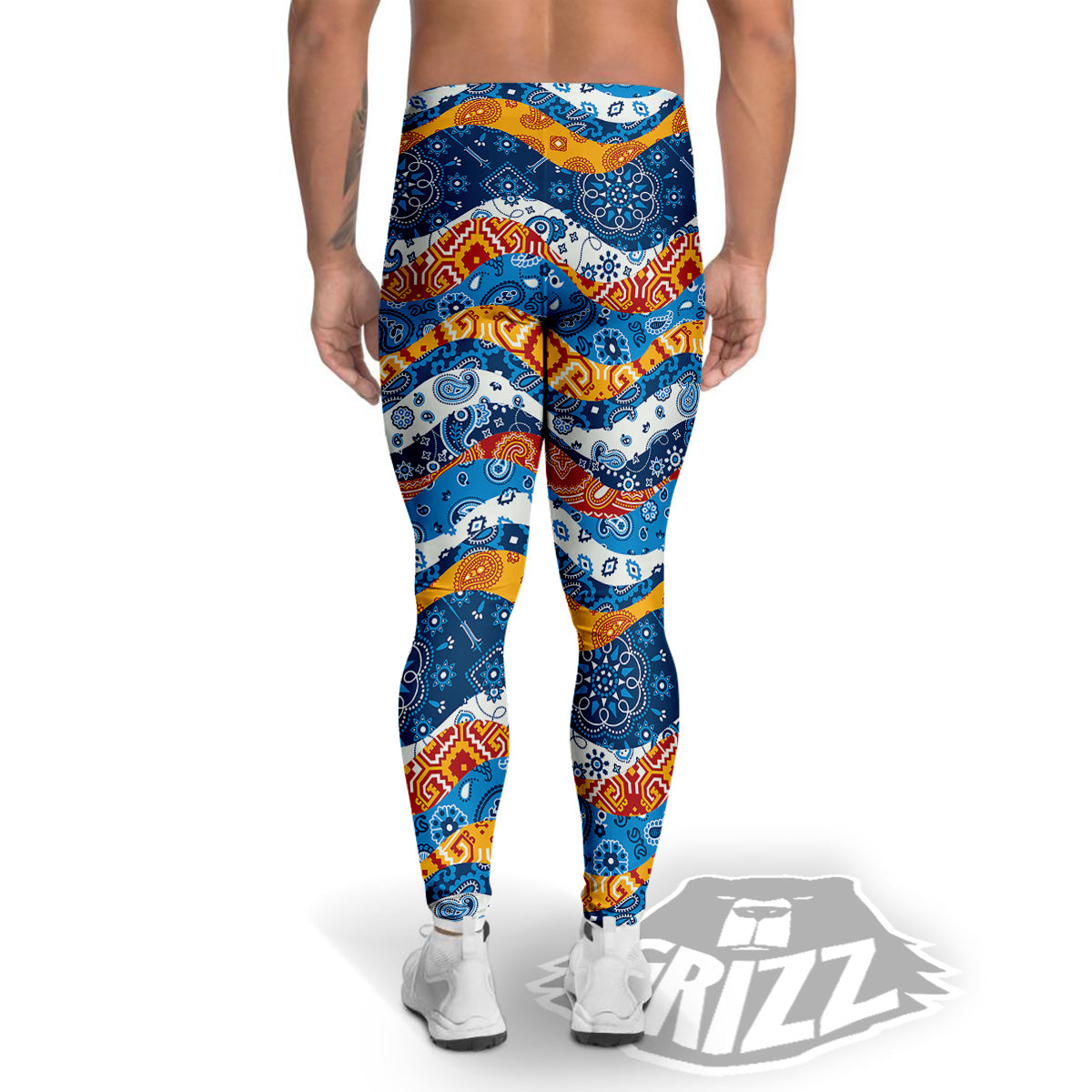 Mix Bandanna Kerchief Print Pattern Men's Leggings-grizzshop