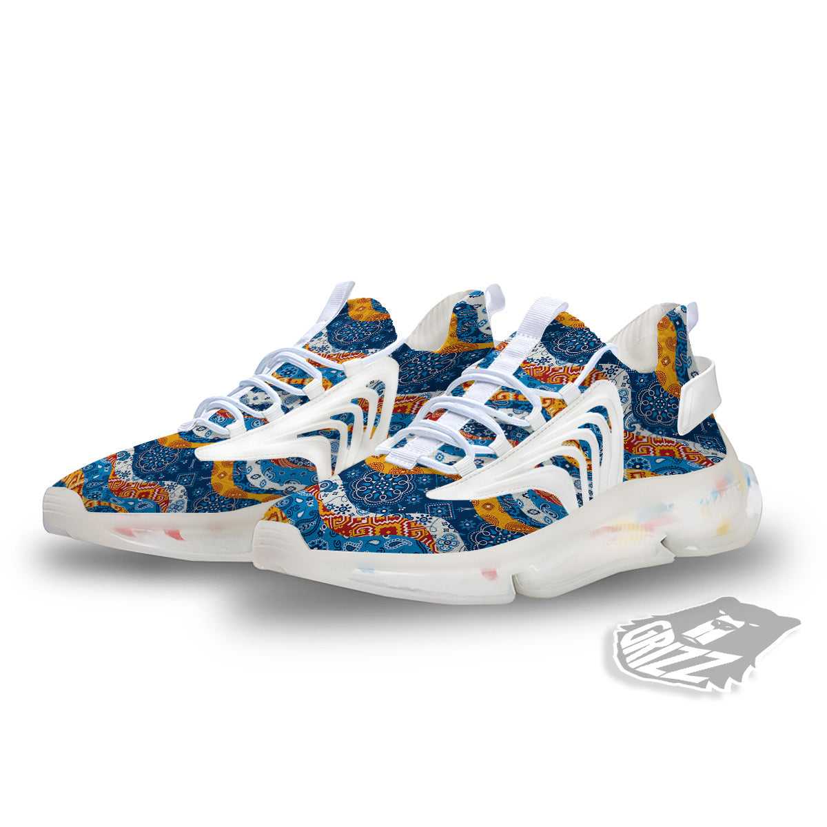 Mix Bandanna Kerchief Print Pattern White Gym Shoes-grizzshop