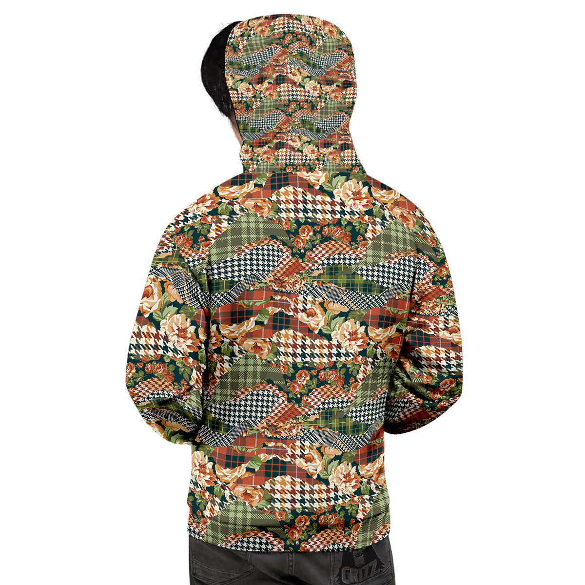 Mix Houndstooth Tartan Print Pattern Men's Hoodie-grizzshop