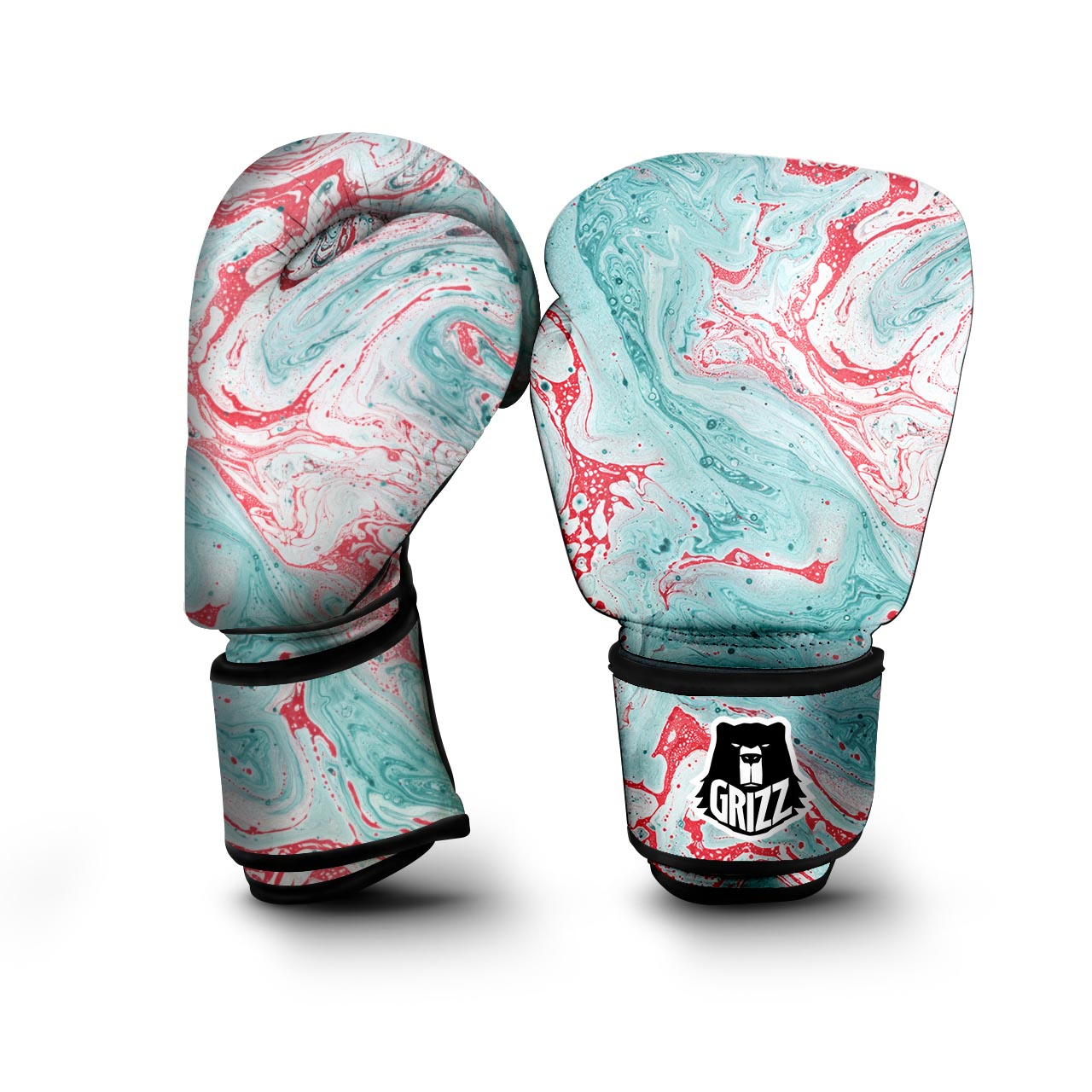 Mixed Red and Turquoise Marble Boxing Gloves-grizzshop