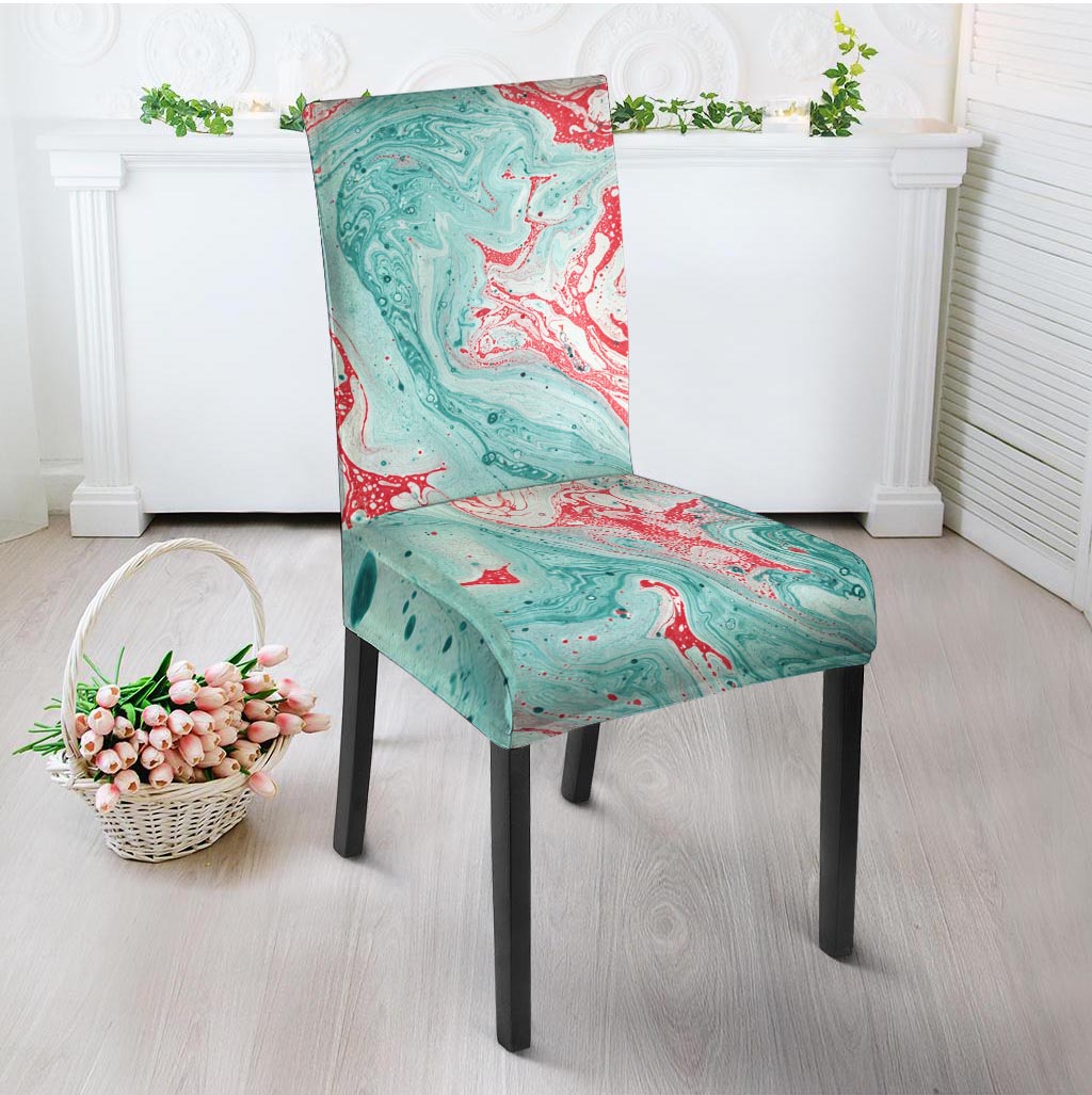 Mixed Red and Turquoise Marble Chair Cover-grizzshop