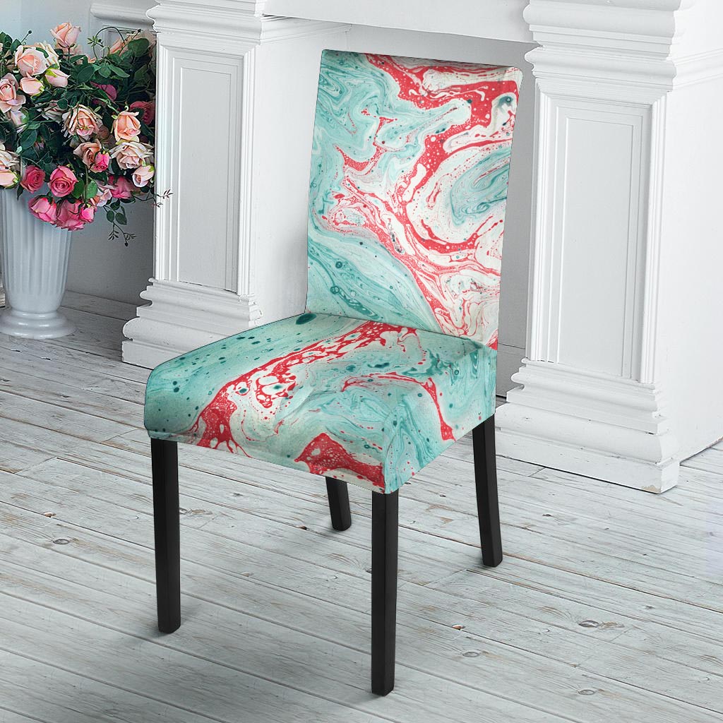 Mixed Red and Turquoise Marble Chair Cover-grizzshop